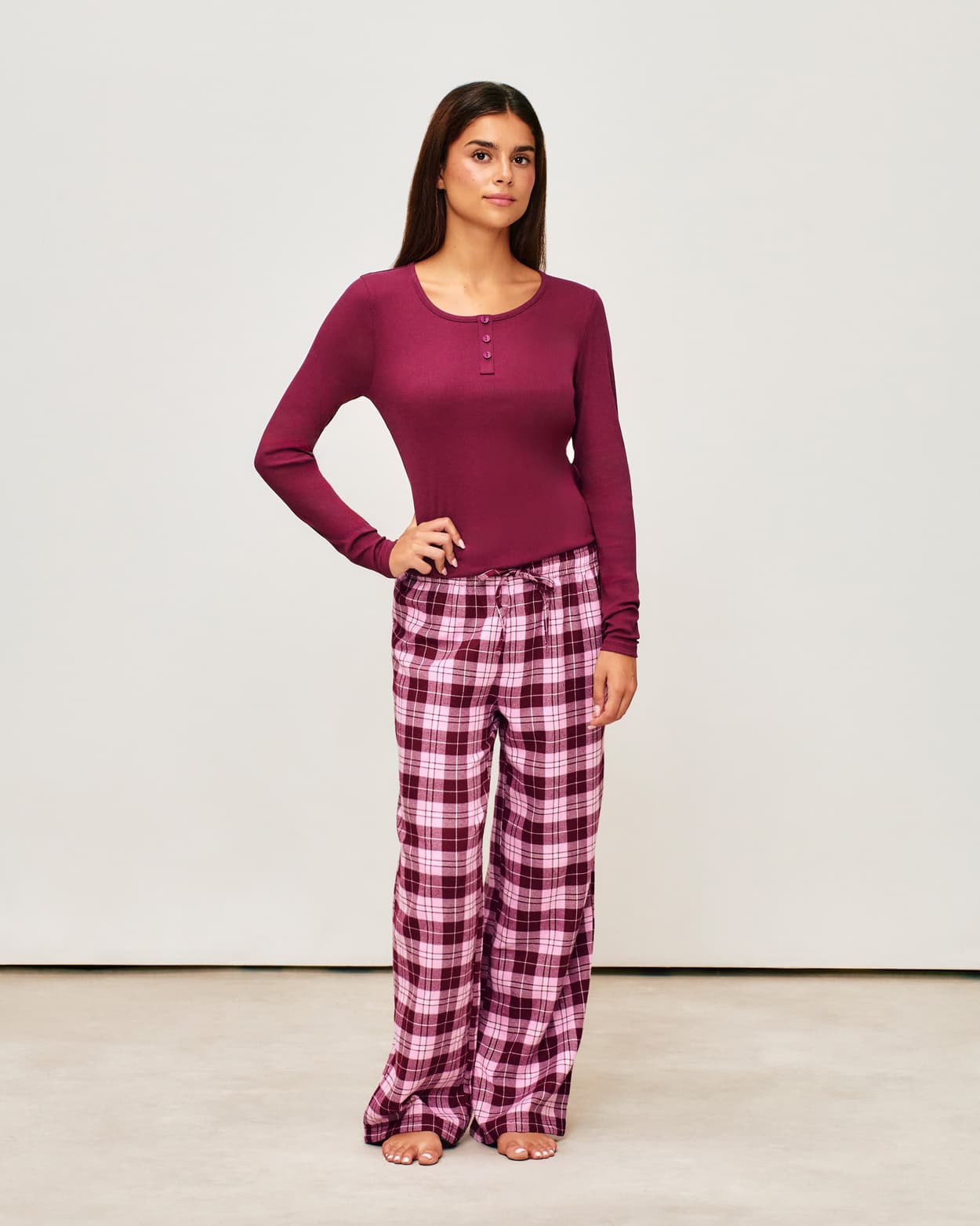 Flanellen geruite broek - M - Undiz