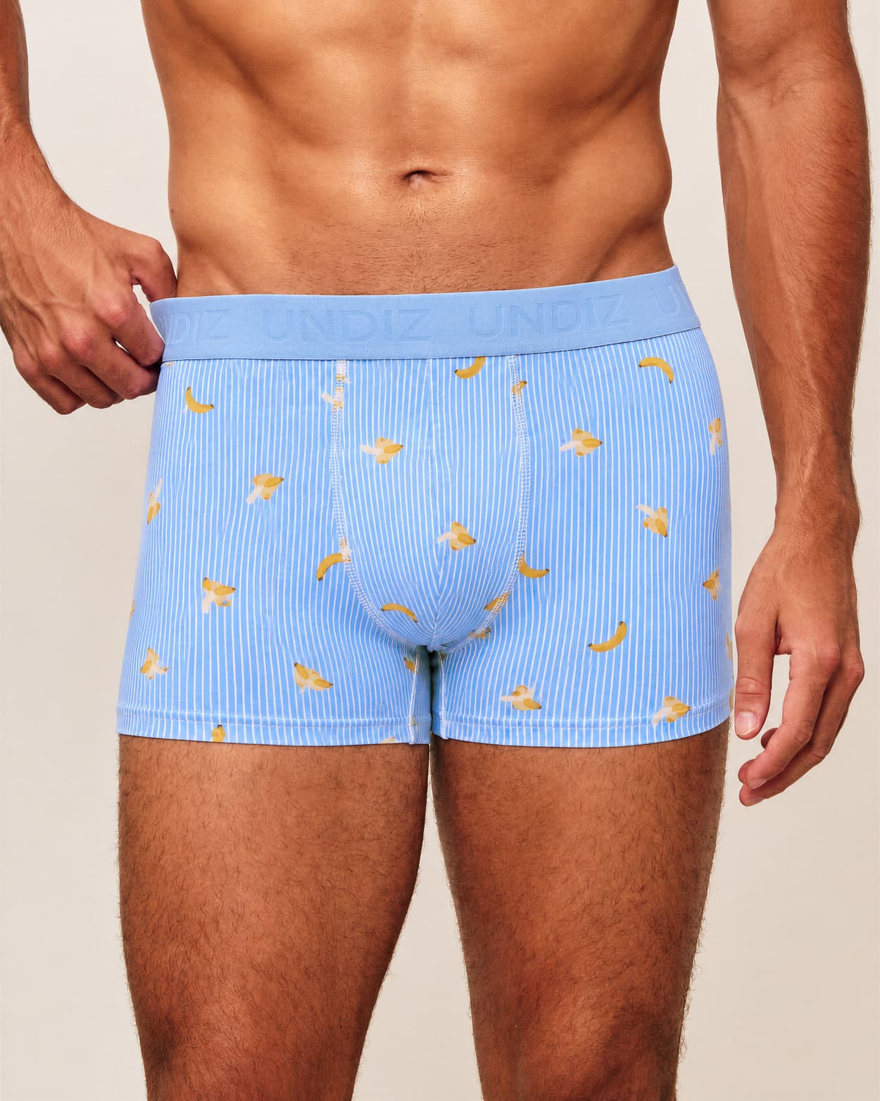 Gestreepte katoenen boxershort met bananenmotieven - XL - Undiz