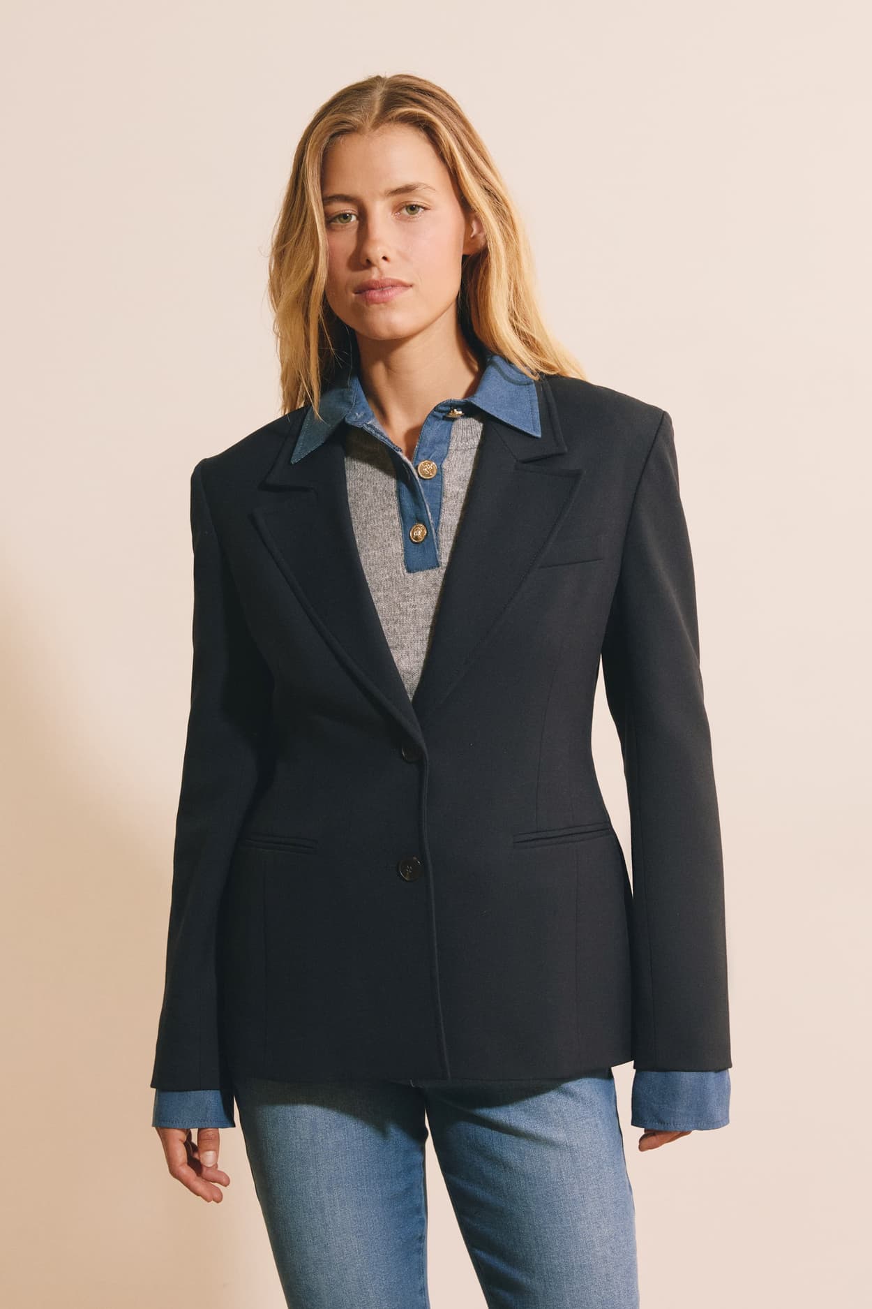 Veste blazer fluide - New Muse - 44 - Marine - Femme - Etam