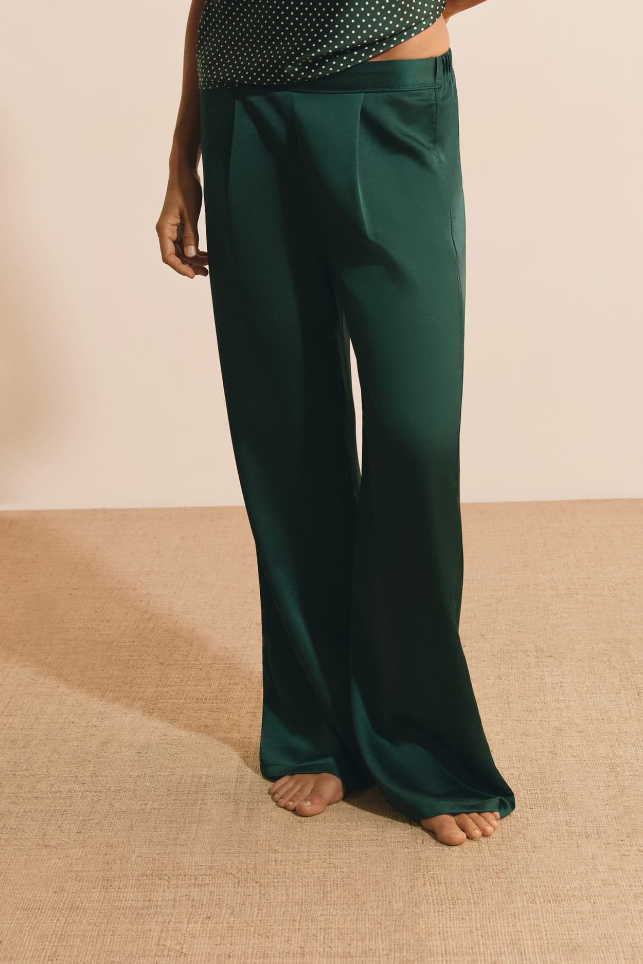 Pantalon de pyjama satiné - Desire - XL - Vert - Femme - Etam