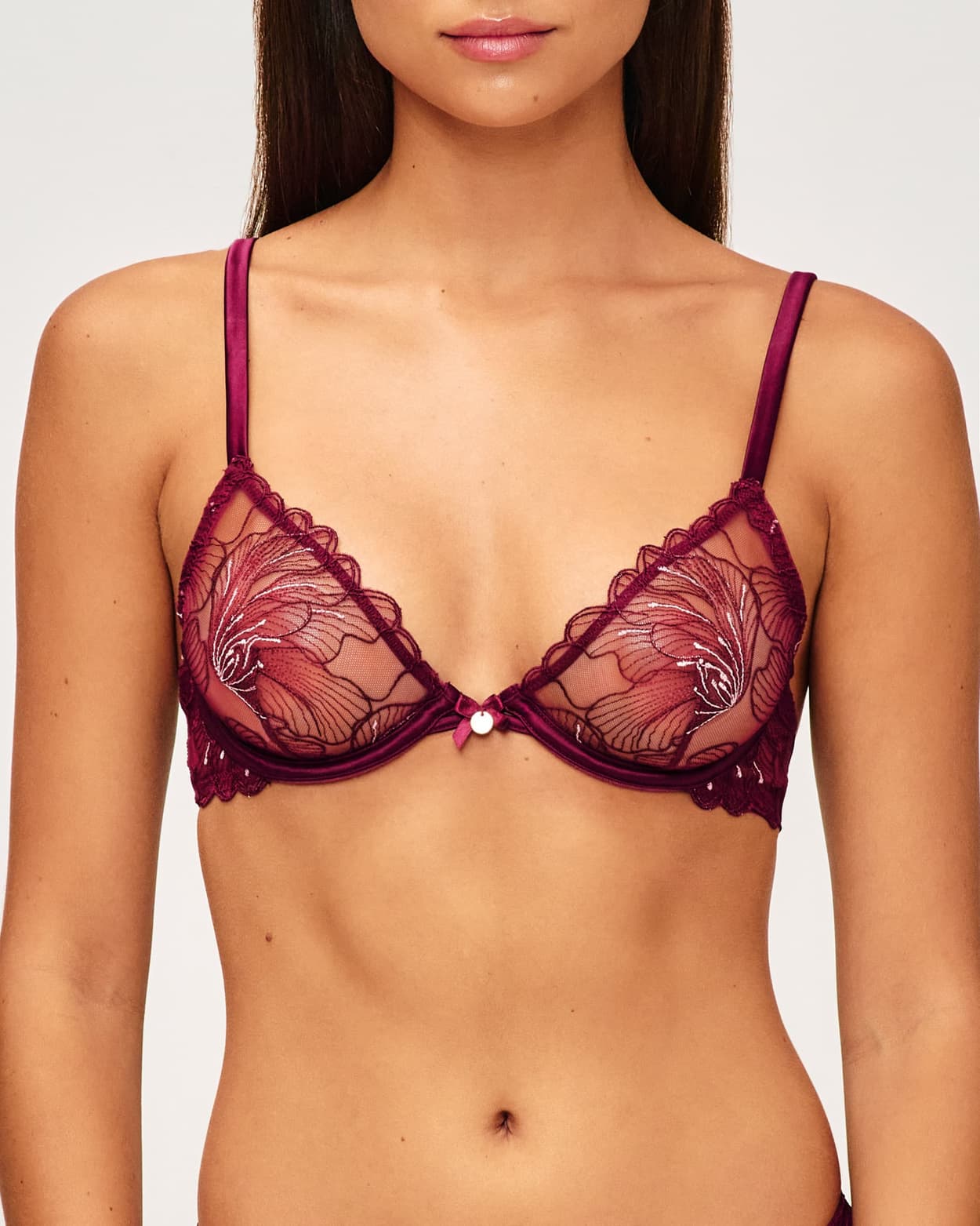 Soutien-gorge corbeille en mesh brodé et pailleté - 80E - Undiz