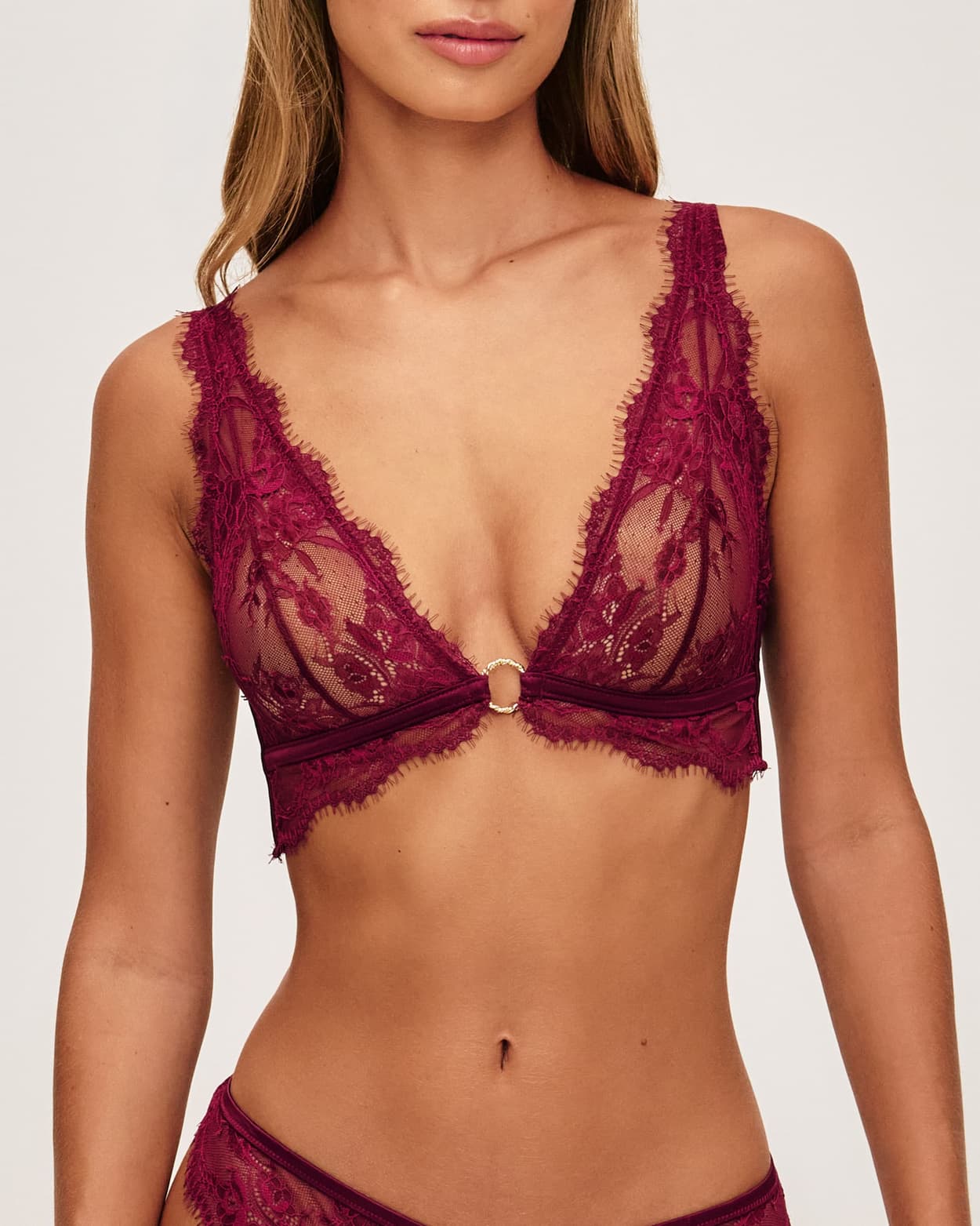 Soutien-gorge triangle en dentelle avec anneau - M - Undiz