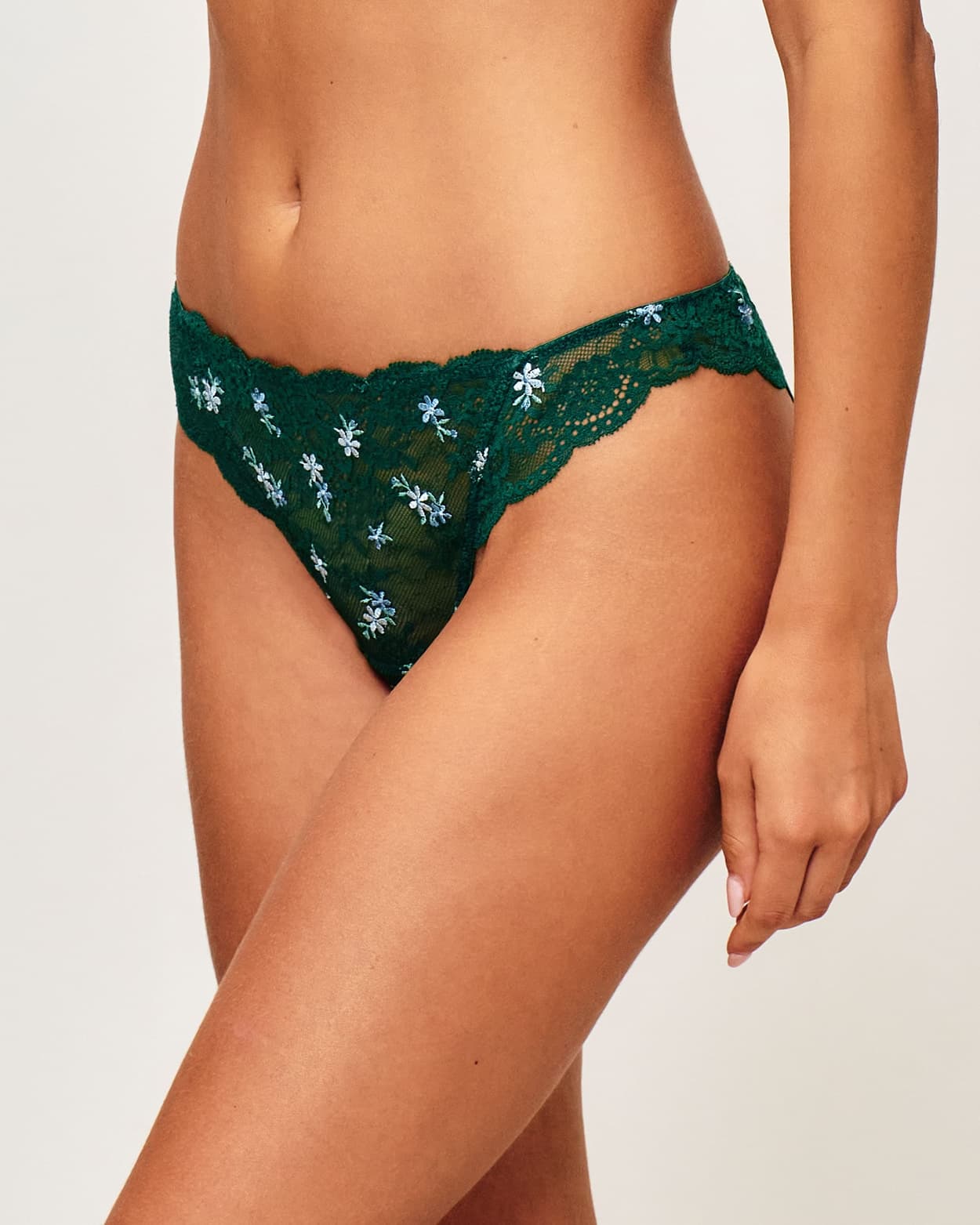 Tanga en dentelle et broderie florale - L - Undiz
