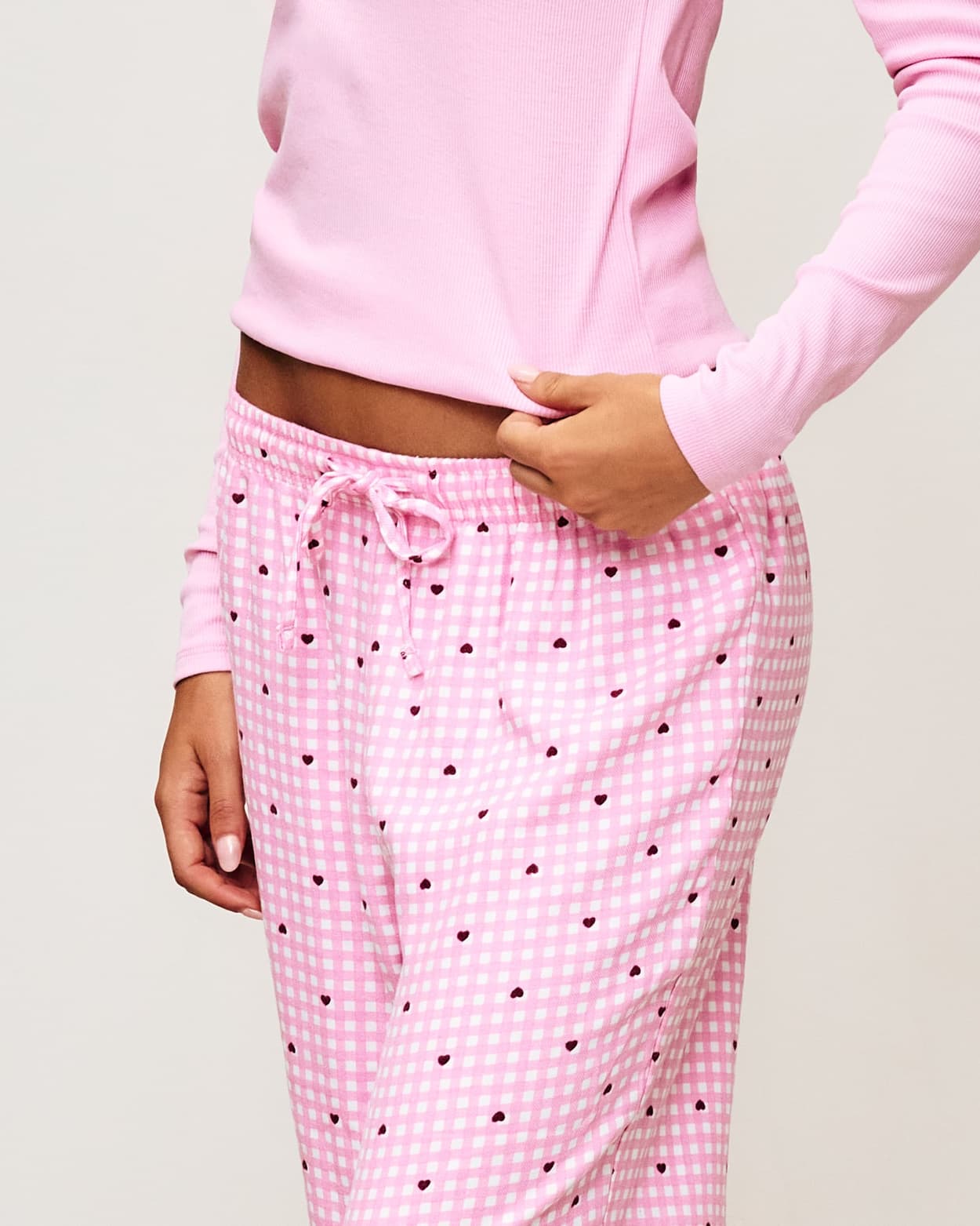 Pantalon en flanelle imprimé vichy et cœurs - L - Undiz