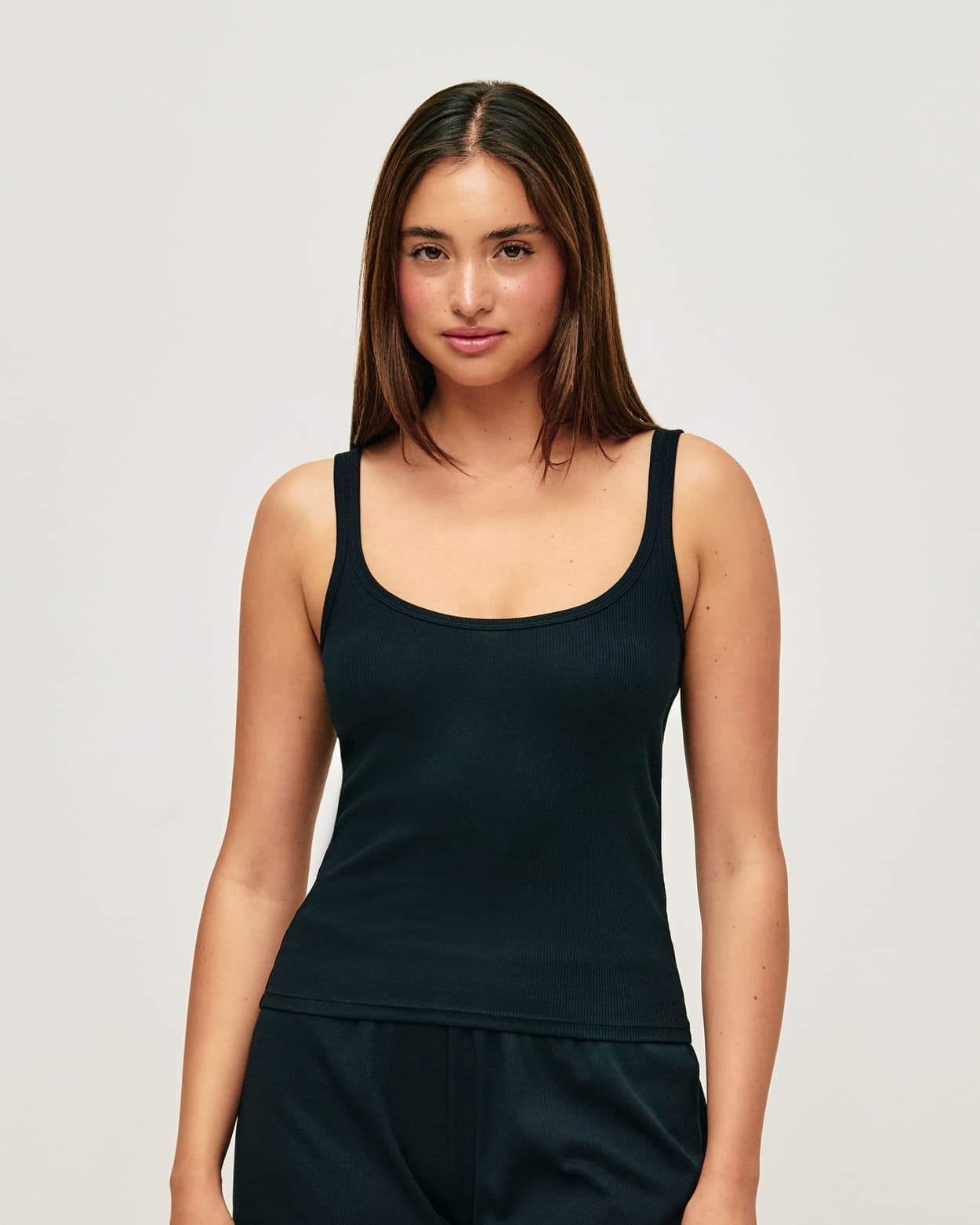 Camiseta de tirantes de punto acanalado en negro - S - Undiz