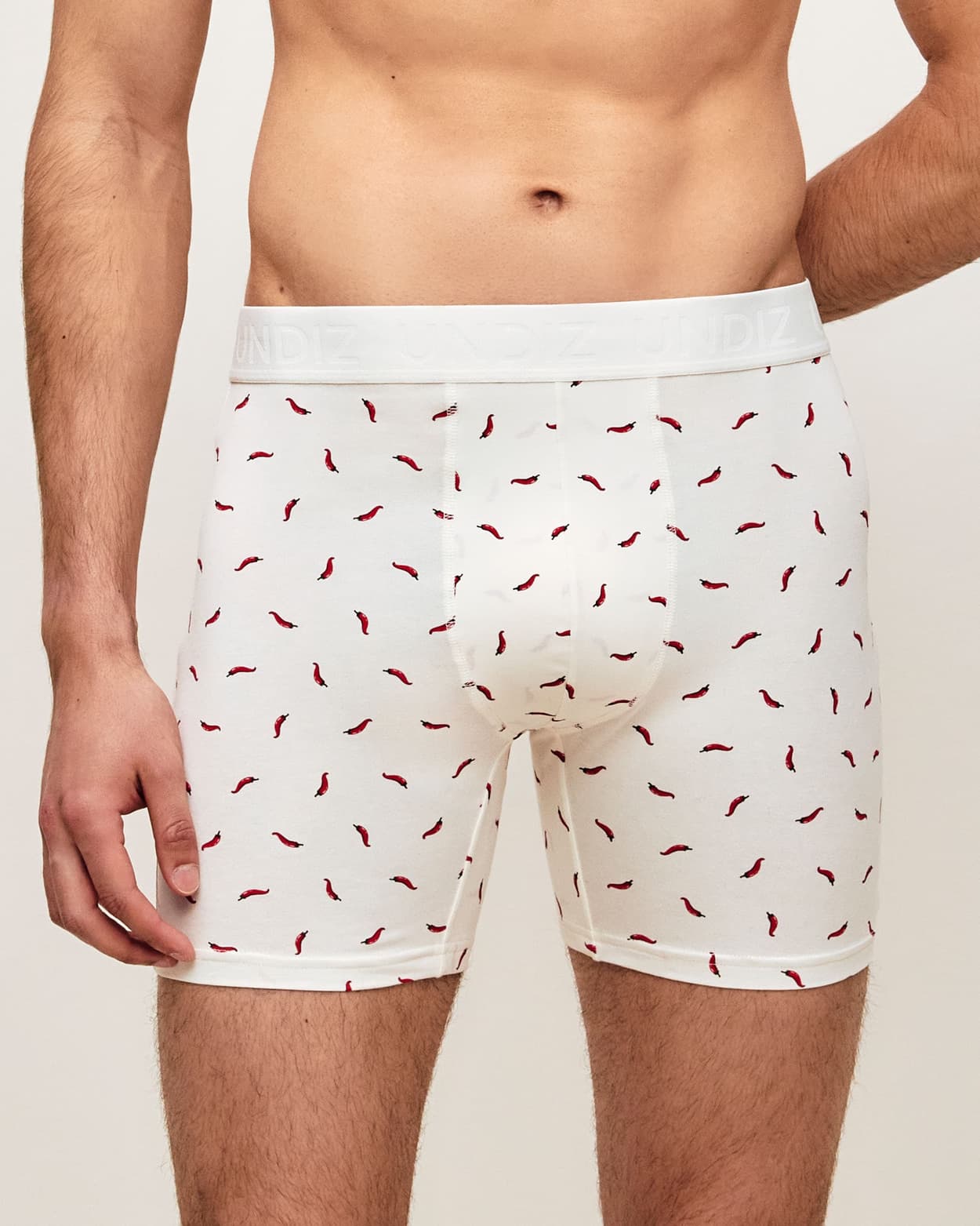 Lange katoenen boxershort met chili-patroon - L - Undiz