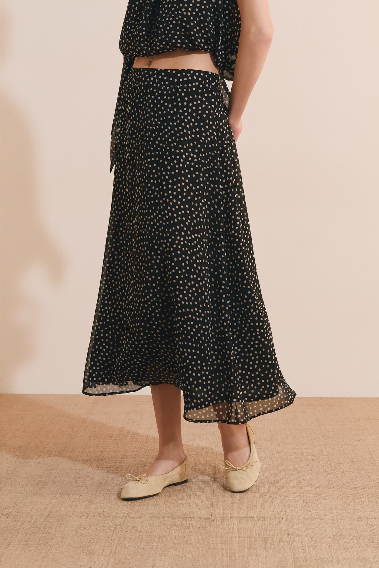 Jupe midi fluide à motifs - A Rosalia Imp - XL - Noir - Femme - Etam