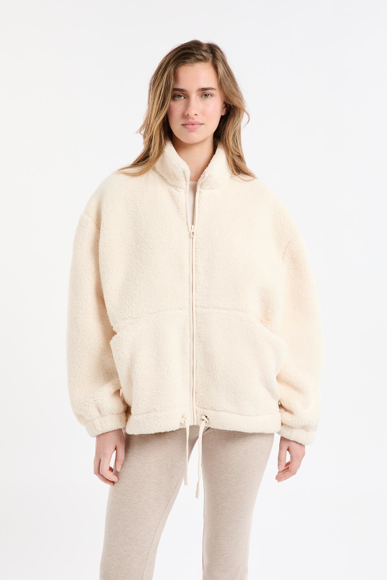 Veste polaire oversize à col montant avec cordon - Jamil - XL - Ecru - Femme - Etam