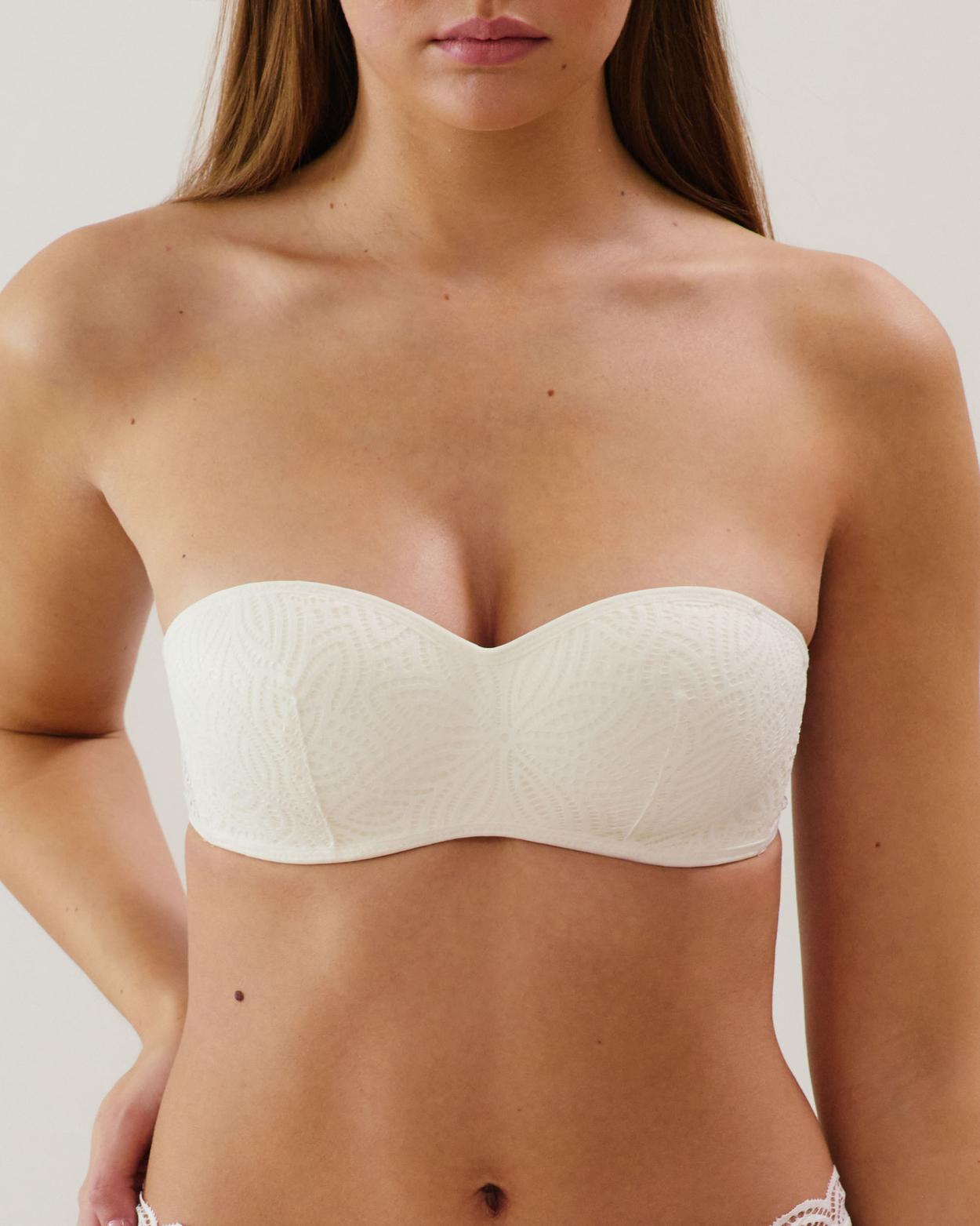 Soutien-gorge bandeau en dentelle - ecru - L - Undiz