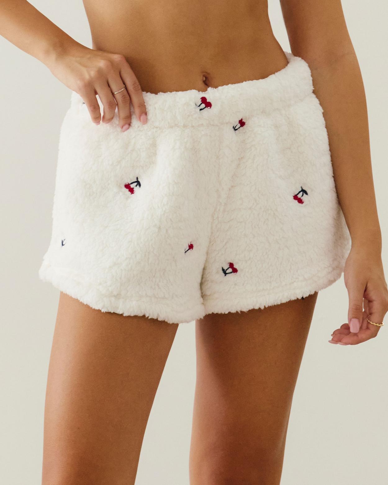 Short en sherpa broderies cerises - ecru - L - Undiz
