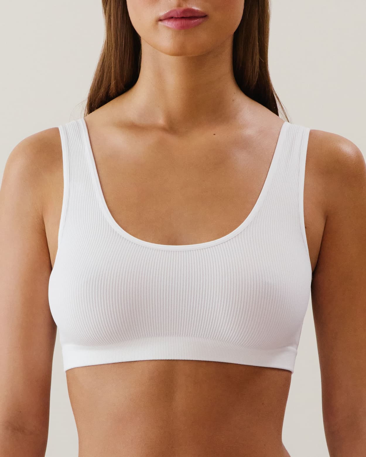Sujetador bralette de canalé sin costuras blanco - XS - Undiz