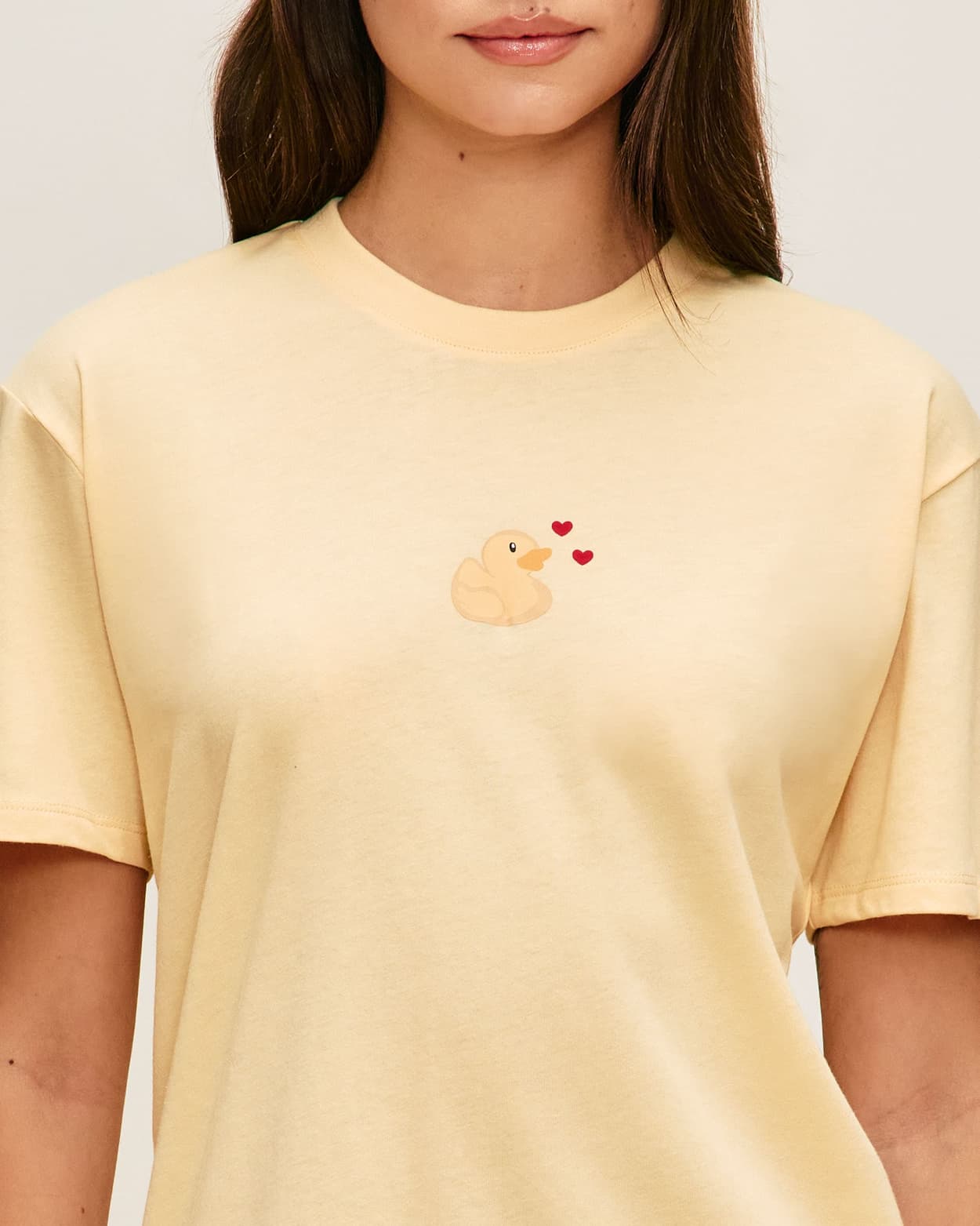 Camiseta ligera de jersey con motivo de pato enamorado - XS - Undiz
