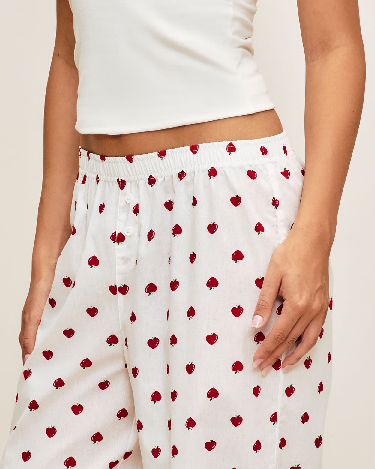 Pantalones de popelina con estampado de fresas - S - Undiz