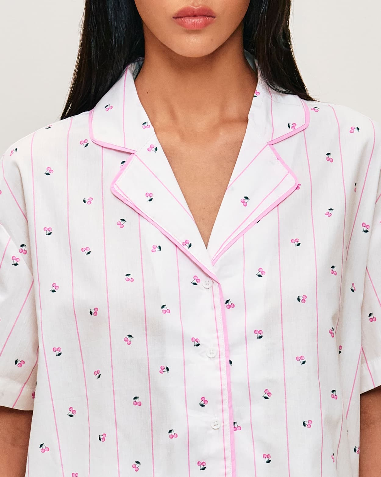 Camisa de manga corta con patrón de cerezas - XL - Undiz