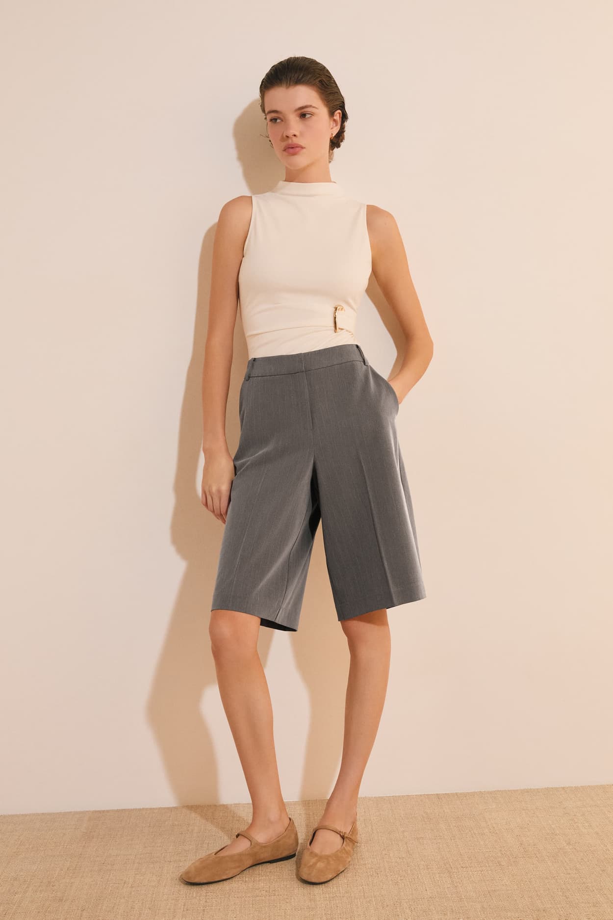 Bermuda à rayures - Tomboy Ray - 42 - Grey - Femme - Etam