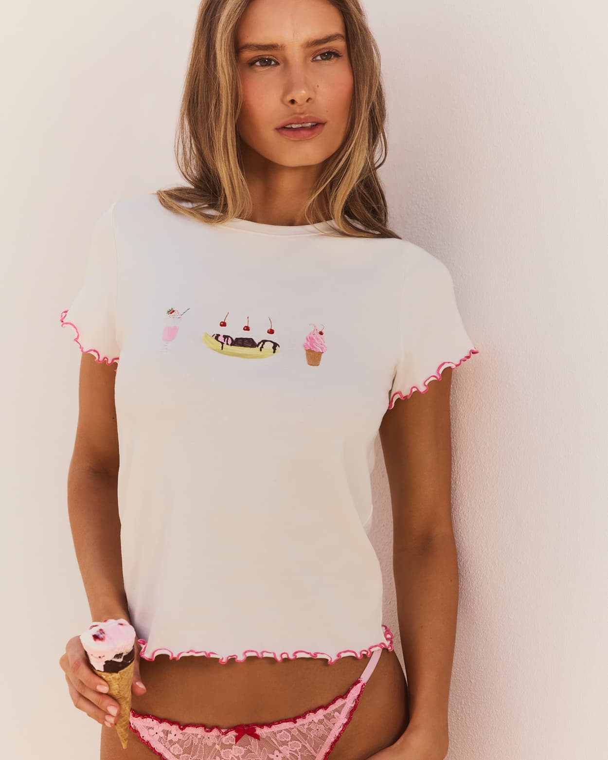 Camiseta ligera de jersey con estampado de helados - L - Undiz