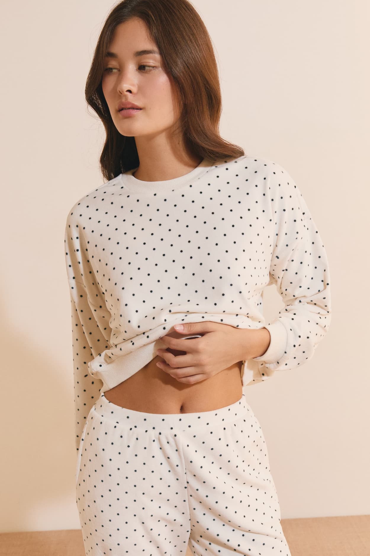 Ensemble de pyjama à pois - Barbara - XL - Ecru - Femme - Etam