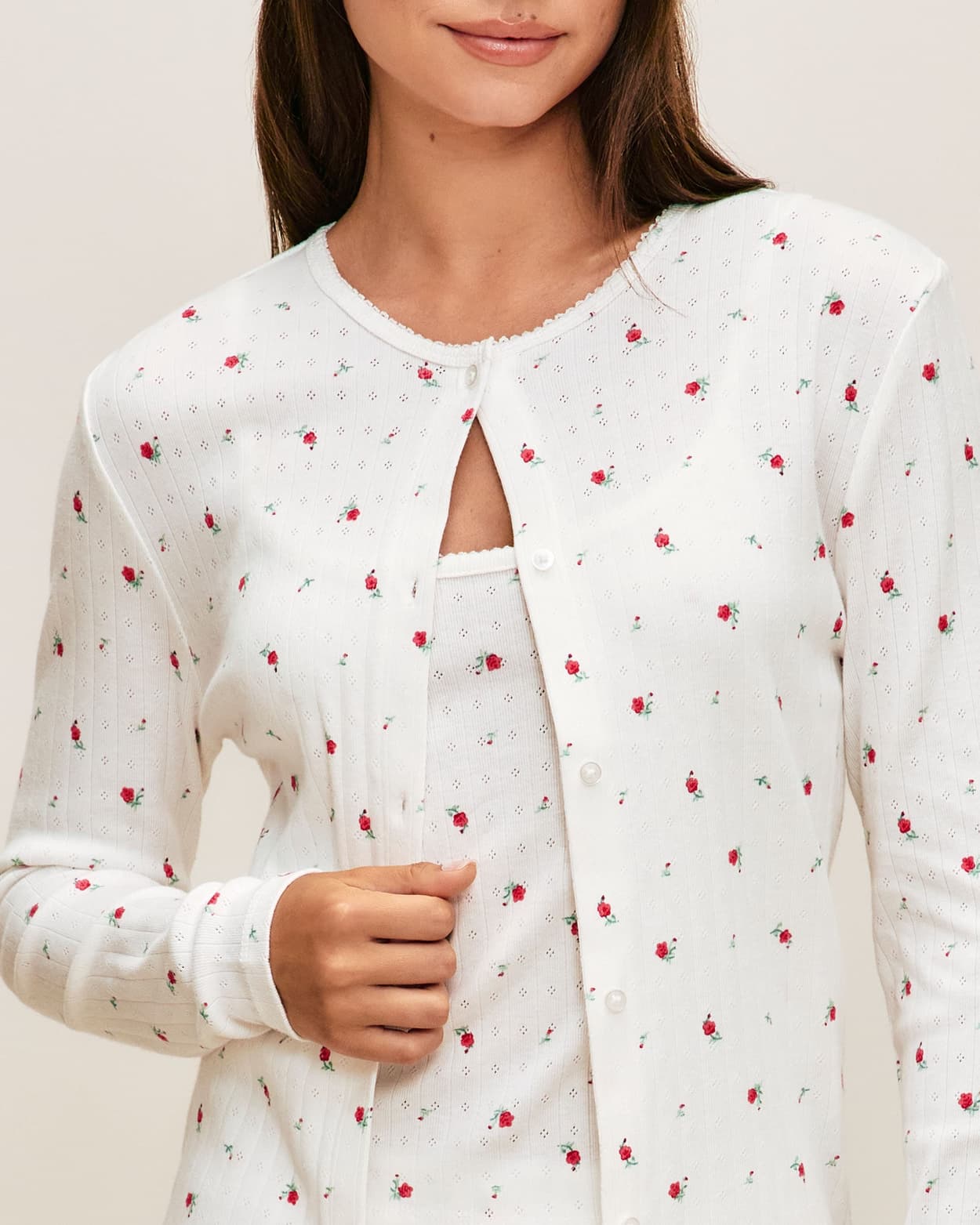 Cárdigan de encaje con estampado de flores - XS - Undiz