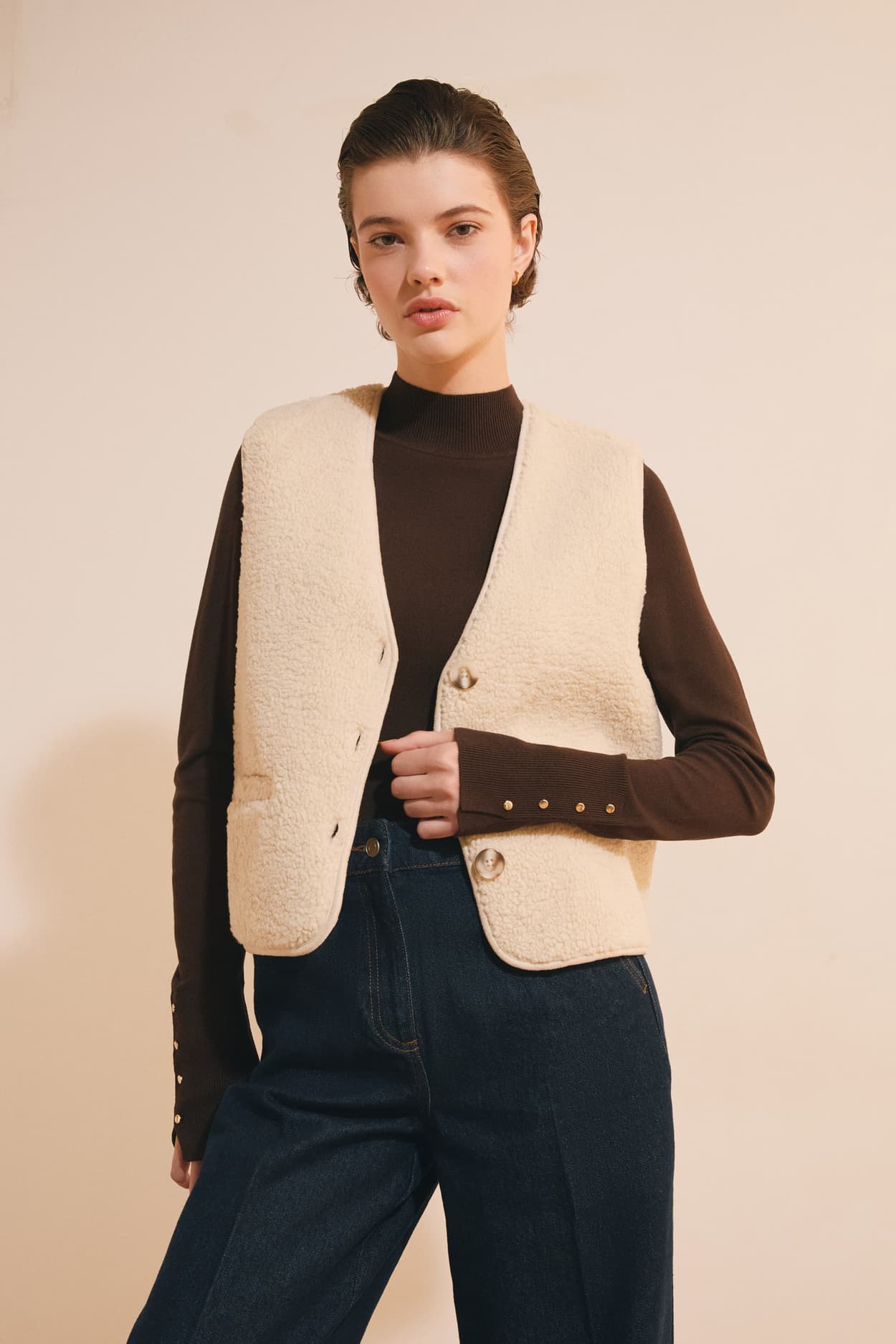 Veste sans manches effet sherpa - Jeanny - XL - Mais - Femme - Etam