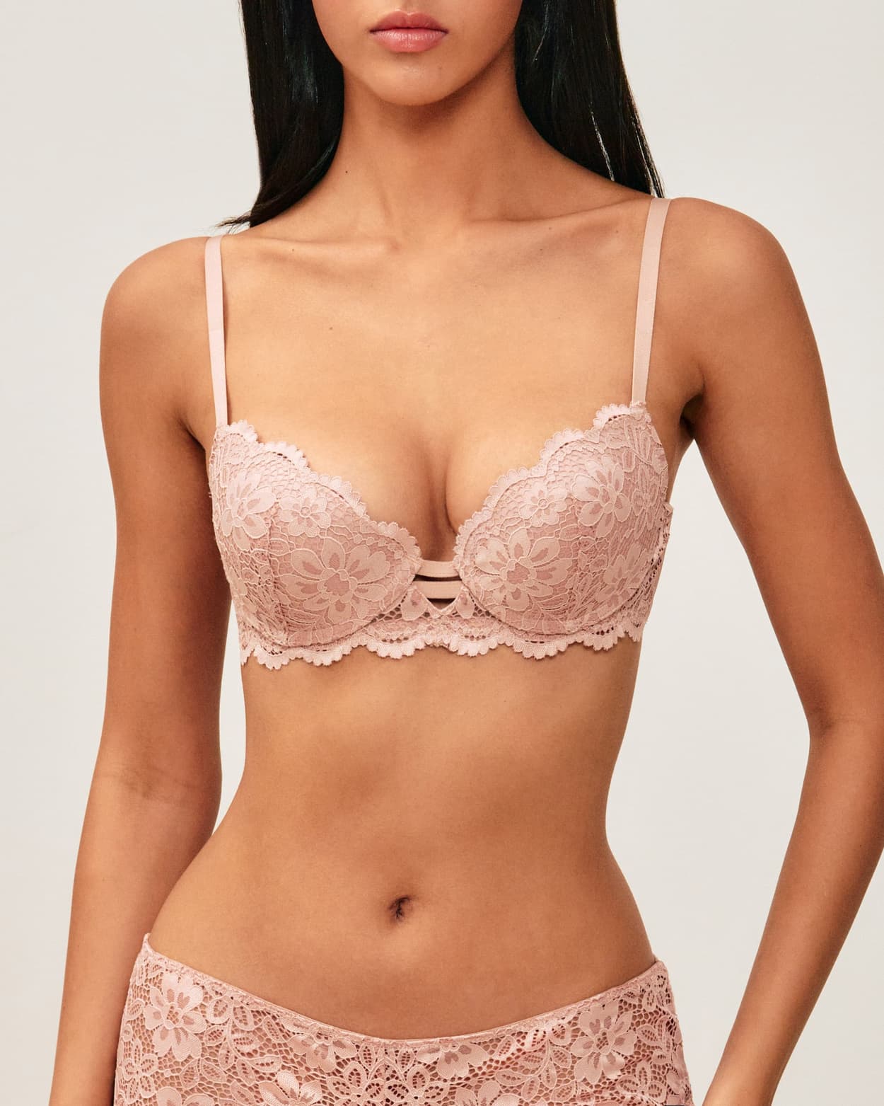 Leren push-up bh met bloemen - 70C - Undiz