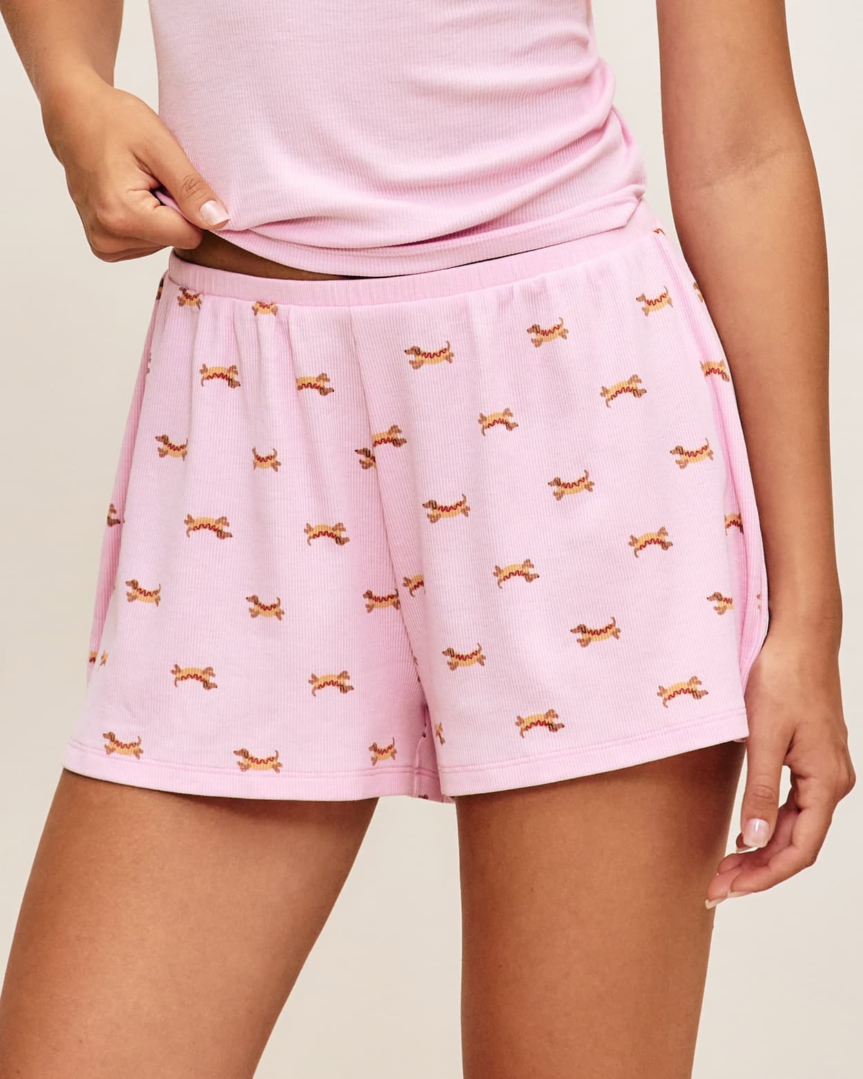 Pantalones cortos de jersey impresos con dachshunds - S - Undiz